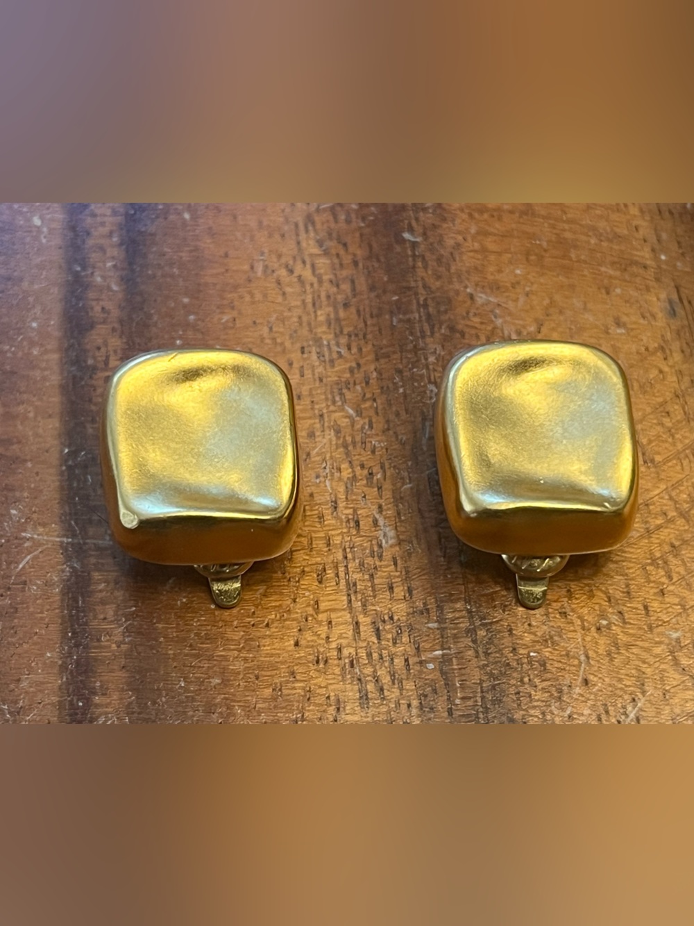 Gold-Tone Square Clip Earrings